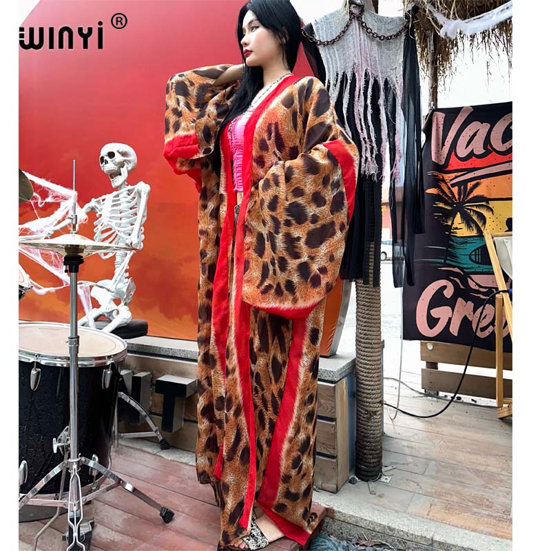 Young Women'S Formal Wear - 2023 WINYI leopar baskı yarı perspektif