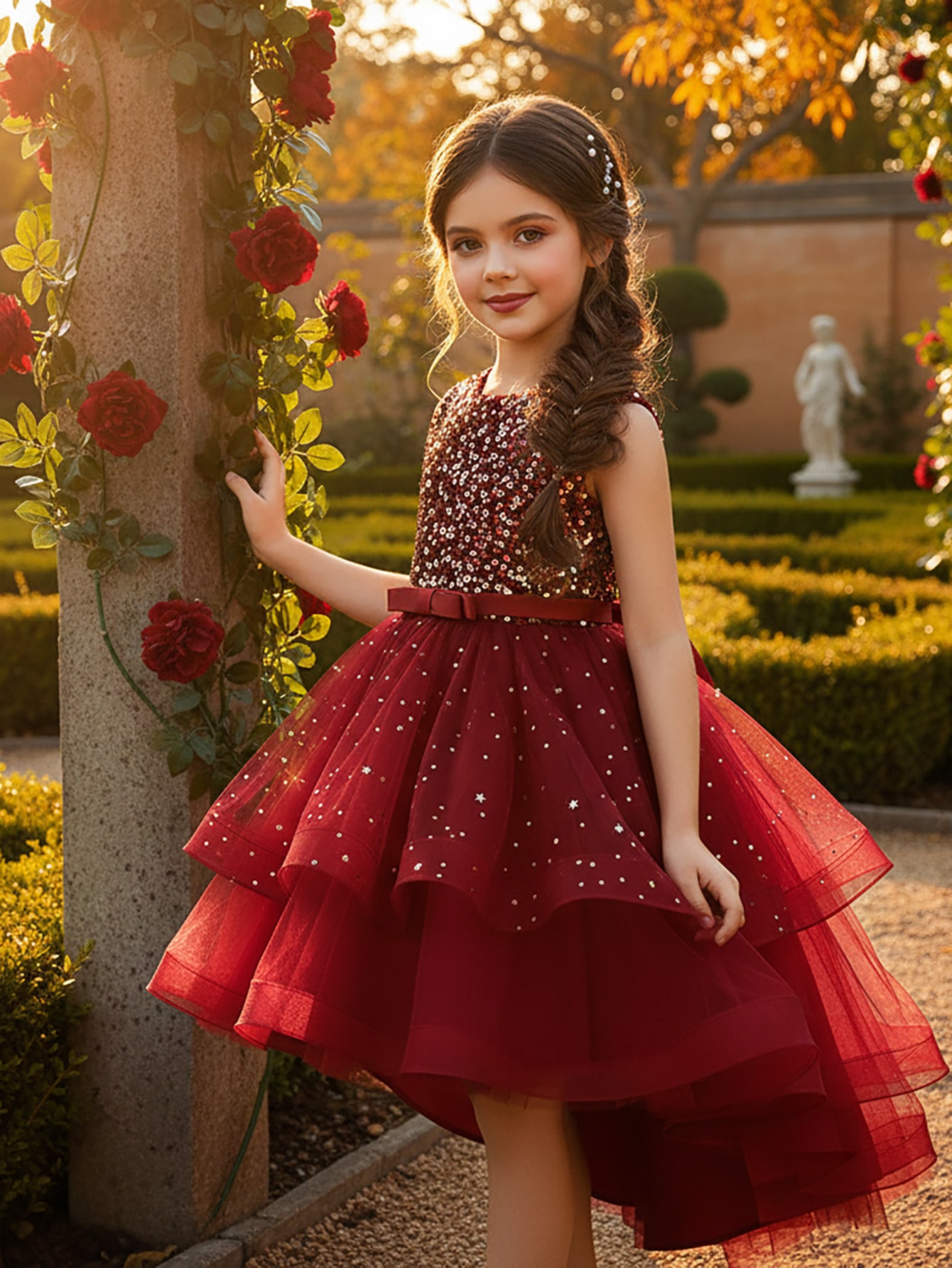 Women'S Formal Wear For Girls - Bebek Kız Prenses Çiçek Payetler Elbise