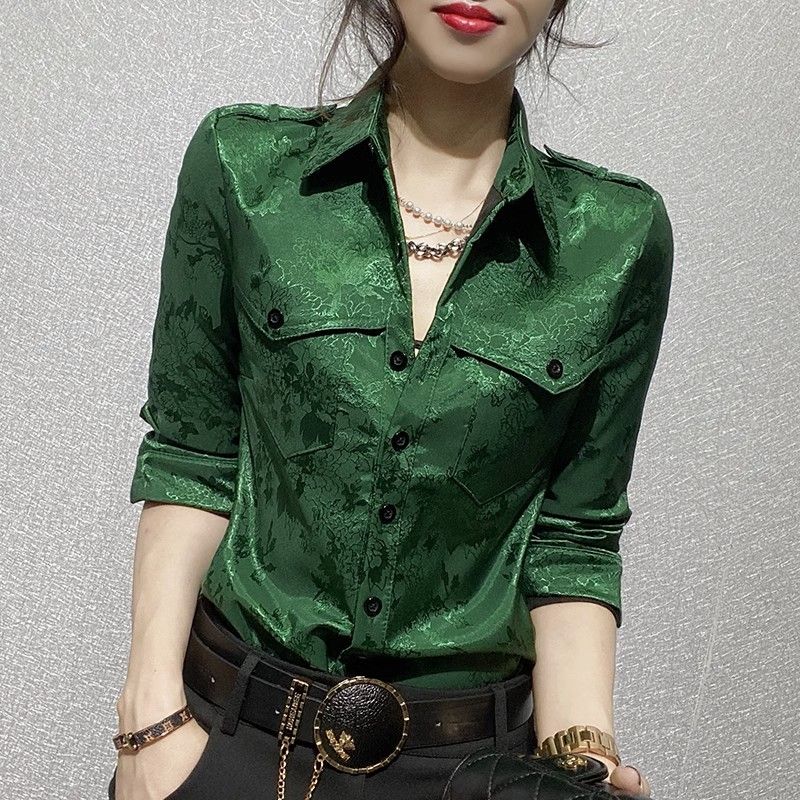 Women'S Green Formal Wear - Kadın Üstleri İlkbahar ve Sonbahar Tam