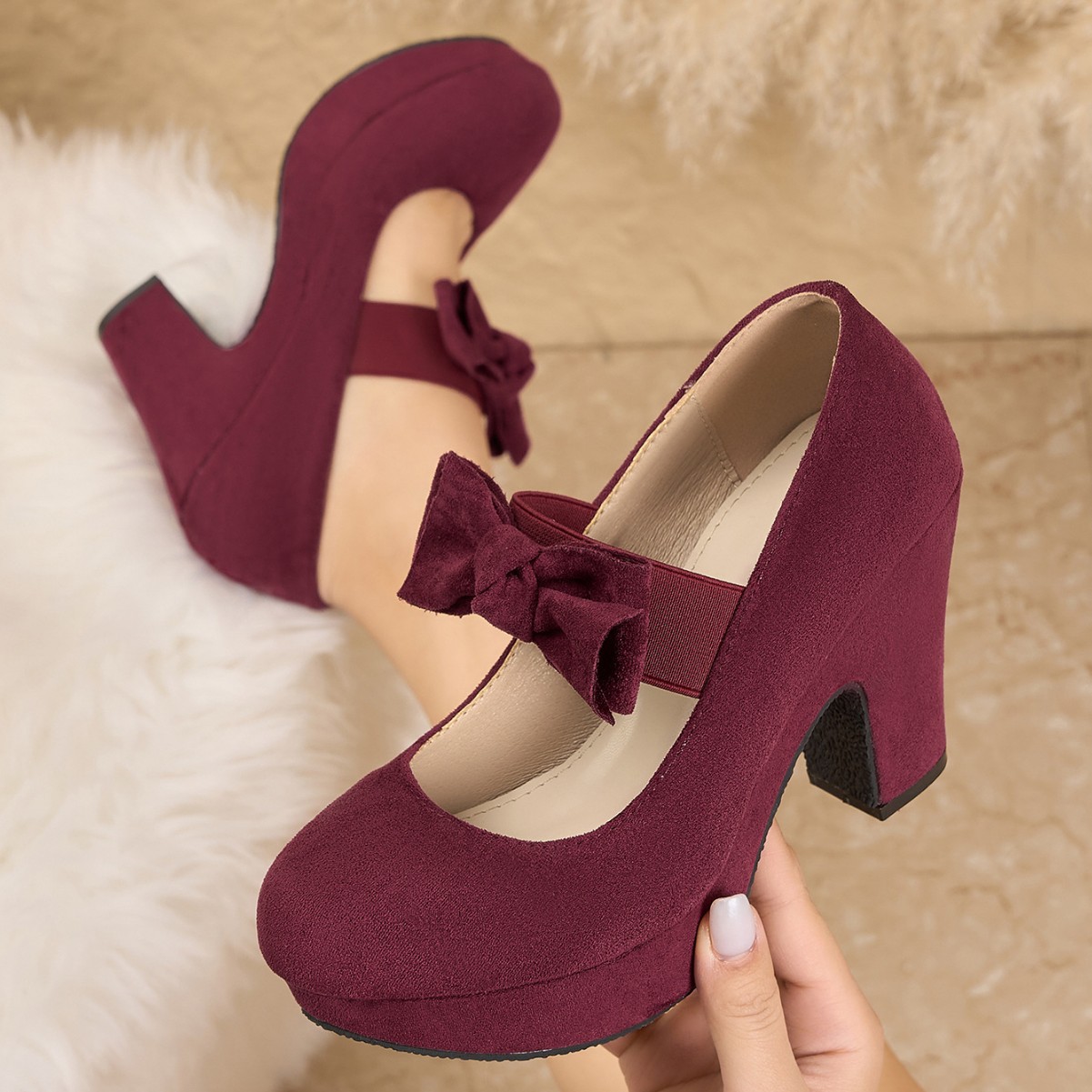 Women Formal Office Wear Shoes - Büyük beden kadın fiyonklu Mary Jane