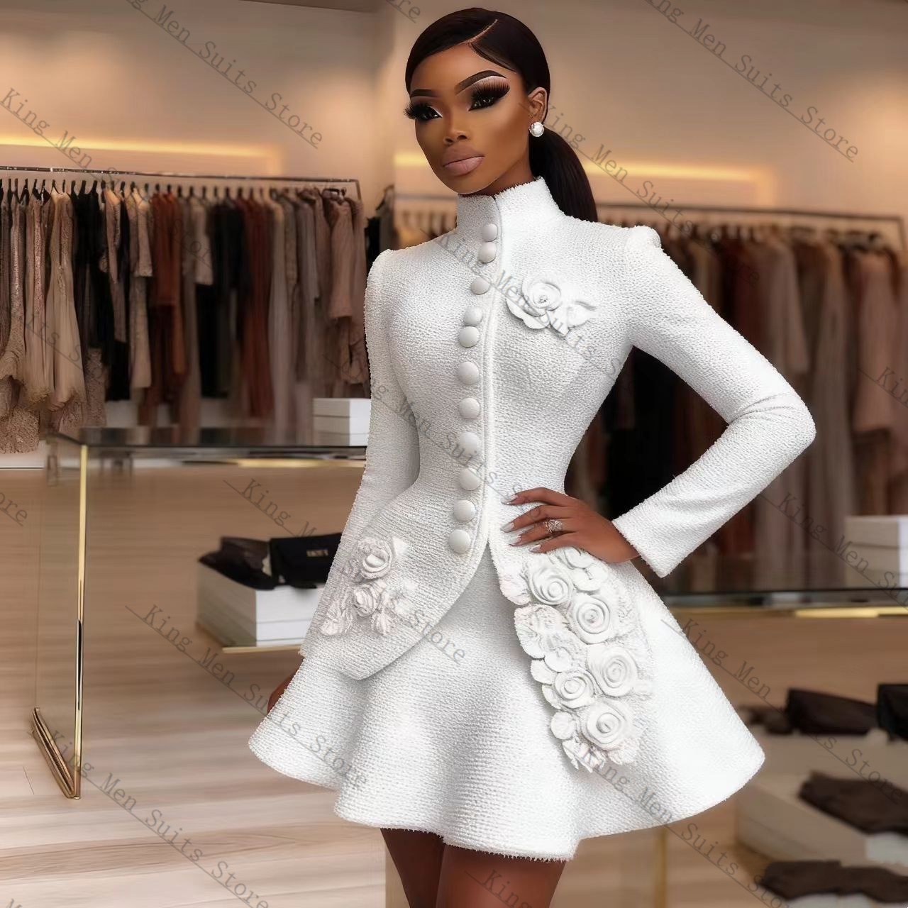 Women'S Formal Wear For A Wedding - Lüks Beyaz Kadın Takım Elbise Seti
