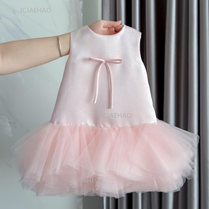 Women'S Formal Wear For Girls - Parti Elbisesi Pembe Bebek Kız Yelek