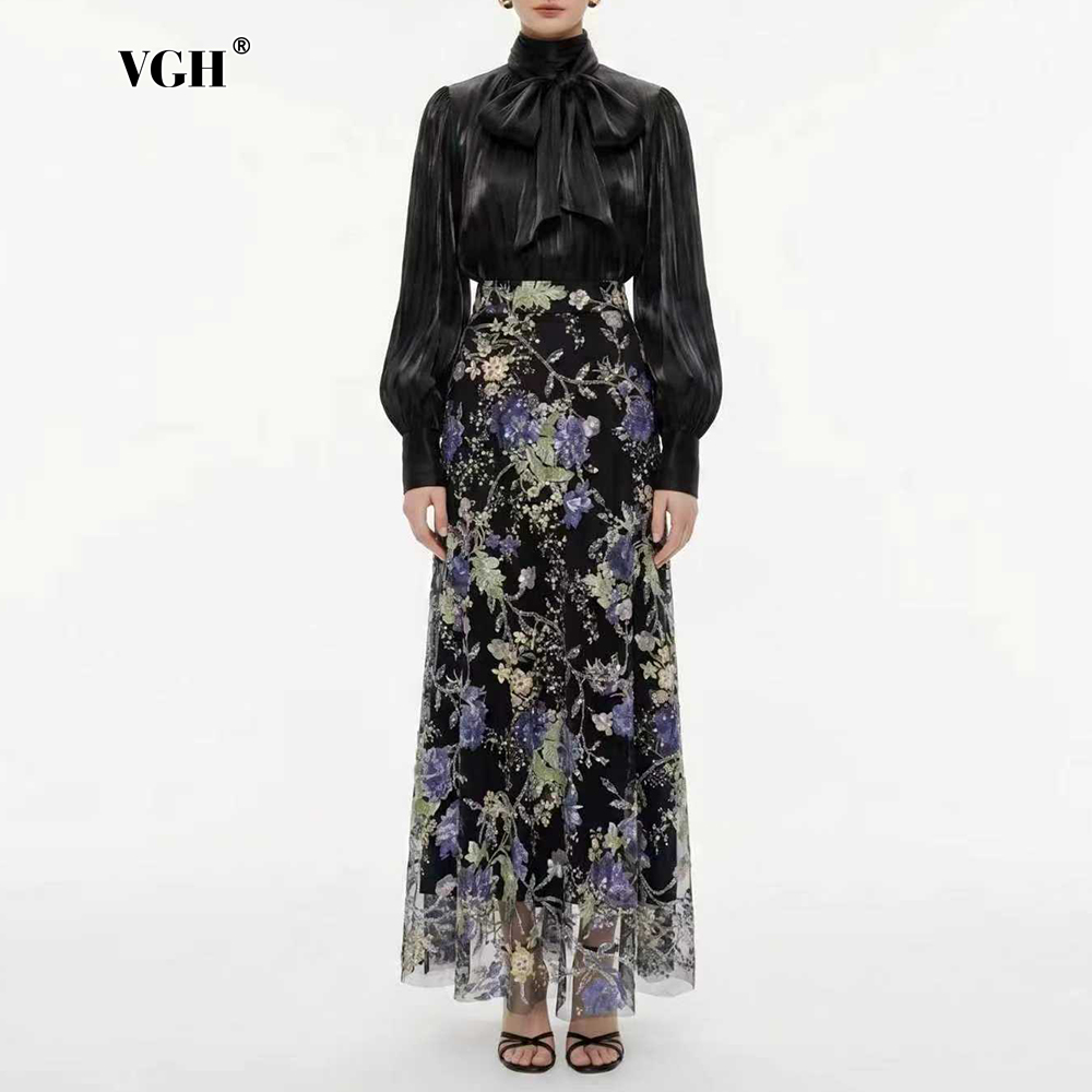 Women Formal Wear Black - VGH Zarif Şık Siyah Çiçek Desenli