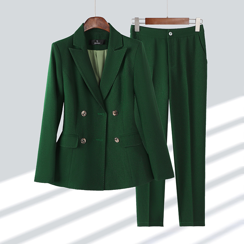 Women'S Green Formal Wear - Şık Bayanlar Pantolon Takım Elbise Resmi