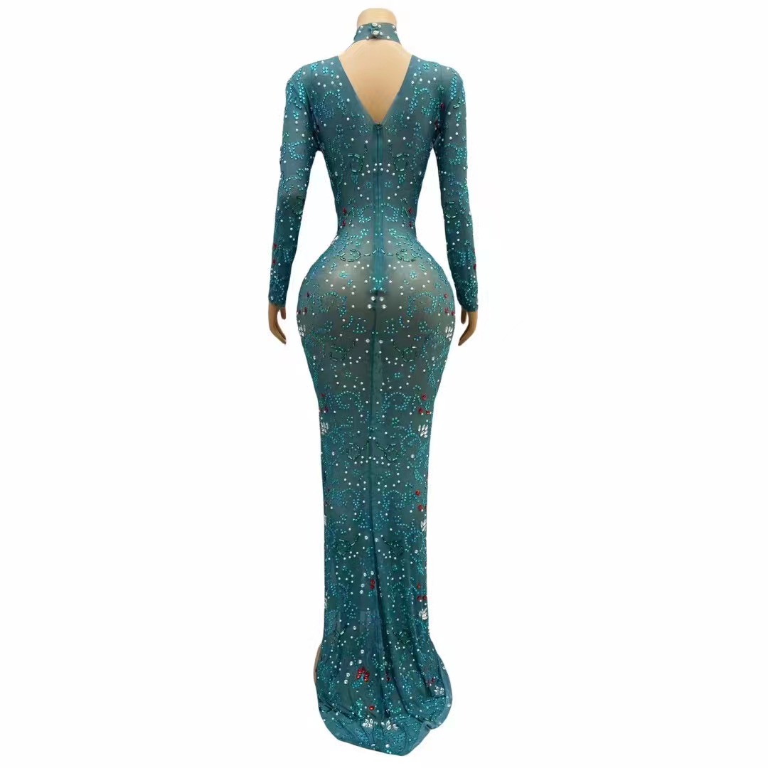 Seksi sahne lüks mavi yeşil kı - Women'S Green Formal Wear incelemesi ve fiyatı
